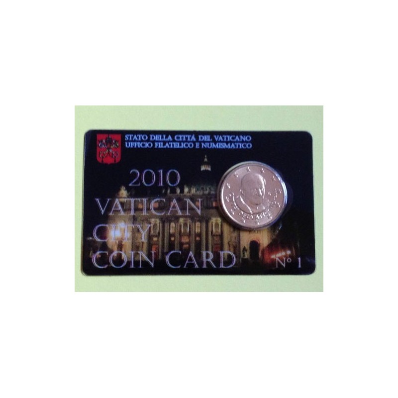 VATICANO 50 CENTIMOS 2010  PAPA BENEDICTO XVI COINCARD Nº1 MONEDA DE LATON SC