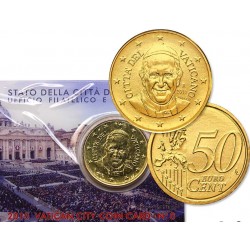 . VATICANO 50 CENTIMOS 2015 PAPA FRANCISCO COINCARD Nº 6 PLAZA DE SAN PEDRO MONEDA DE LATON SC Euro Coin Card