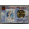 . VATICANO 50 CENTIMOS 2011 PAPA BENEDICTO XVI CON SELLO DE 0,75COINCARD Nº 1 LA PIETA MONEDA DE LATÓN SC