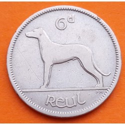 IRLANDA 6 PENIQUES 1928 PERRO WOLFHOUND KM.5 MONEDA DE NICKEL MBC Eire Ireland 6 Pence