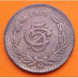 @ESCASA@ MEXICO 5 CENTAVOS 1915 VALOR KM.422 MONEDA DE COBRE MBC Estados Unidos Mexicanos