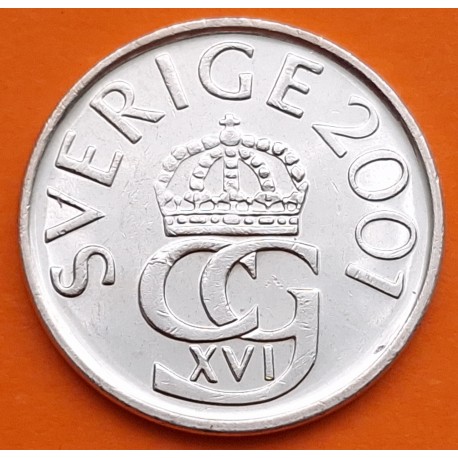 SUECIA 5 KRONOR 2001 ESCUDO y VALOR KM.853 MONEDA DE NIKEL SC- Sweden 5 Coronas