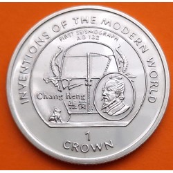 ISLA DE MAN 1 CORONA 1995 SISMÓGRAFO - INVENTOS MUNDO MODERNO KM.528 MONEDA DE NICKEL SC- 1 Crown WWII