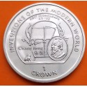 ISLA DE MAN 1 CORONA 1995 SISMÓGRAFO - INVENTOS MUNDO MODERNO KM.528 MONEDA DE NICKEL SC- 1 Crown WWII