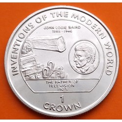 ISLA DE MAN 1 CORONA 1995 TELEVISIÓN - INVENTOS MUNDO MODERNO KM.544 MONEDA DE NICKEL SC- 1 Crown WWII