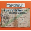 ESPAÑA 10 PESETAS 1936 BANCO DE ESPAÑA GIJON ASTURIAS Sin Serie 279948 BILLETE TIPO TALON @RARO@ GUERRA CIVIL