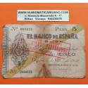 ESPAÑA 5 PESETAS 1936 BANCO DE ESPAÑA GIJON ASTURIAS Sin Serie 563277 BILLETE TIPO TALON @ESCASO@ GUERRA CIVIL