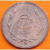 MEXICO 2 CENTAVOS 1921 VALOR y ESCUDO KM.419 MONEDA DE BRONCE MBC++ Estados Unidos Mexicanos