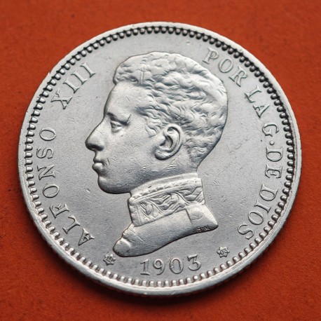 ESPAÑA Rey ALFONSO XIII 1 PESETA 1903 * 19 03 SMV KM.721 MONEDA DE PLATA MBC Spain silver R/3