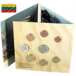 . LITUANIA CARTERA OFICIAL EUROS 2023 SC 1+2+5+10+20+50 Centimos 1 EURO 2 EUROS 2023 EUROSET KMS Lietuva TIRADA 7000