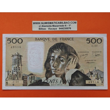 @PVP NUEVO 200€@ FRANCIA 500 FRANCOS 1977 - 11 - 3 PASCAL Serie C.77 Pick 156.D BILLETE ESCASO France 500 Francs