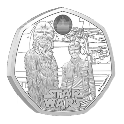 . 1 aaacoin INGLATERRA 50 PENIQUES 2024 HAN SOLO y CHEWBACC 4ª MONEDA DE NICKEL Mint Set