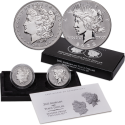 . @REVERSE PROOF TWO-COIN SET@ ESTADOS UNIDOS 1 DOLAR 2023 S MORGAN + 1 DOLAR 2023 Letra S PEACE PLATA Us Mint