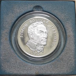 Estuche Oficial x PANAMA 20 BALBOAS 1972 SIMON BOLIVAR KM.31 MONEDA DE PLATA PROOF silver OZ 3,90 ONZAS