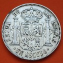 ESPAÑA Reina ISABEL II 1 ESCUDO 1867 Ceca de MADRID KM.626.1 MONEDA DE PLATA @ESCASA@ Spain silver coin