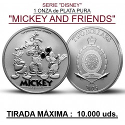 . 1 aaaaaaaacoin @ENVÍO HOY@ NIUE 2 DOLARES 2025 MICKEY AND FRIENDS Serie DISNEY MONEDA DE PLATA silver OZ ONZA