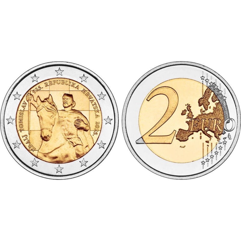 . 1 aaaaaaaaacoin @25/SEP Envío@ CROACIA 2 EUROS 2025 REY TOMISLAV 1ª MONEDA BIMETALICA SC Tirada 195.000