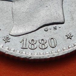 . @LUJO@ ESPAÑA Rey ALFONSO XII 50 CENTIMOS 1880 * 8/0 MSM REY y ESCUDO KM.685 MONEDA DE PLATA SC+ Spain R/4