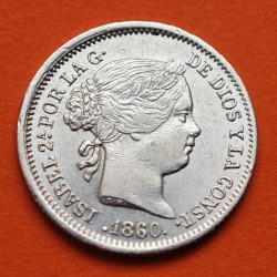 . @LUJO@ ESPAÑA Reina Isabel II 1 REAL 1860 Ceca de MADRID KM.606 MONEDA DE PLATA SC Spain silver R/2