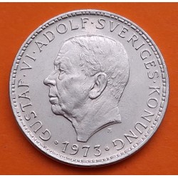 SUECIA 5 KRONOR 1973 REY GUSTAV VI y ESCUDO KM.846 MONEDA DE NICKEL SC- Sweden 5 Kroner Coronas