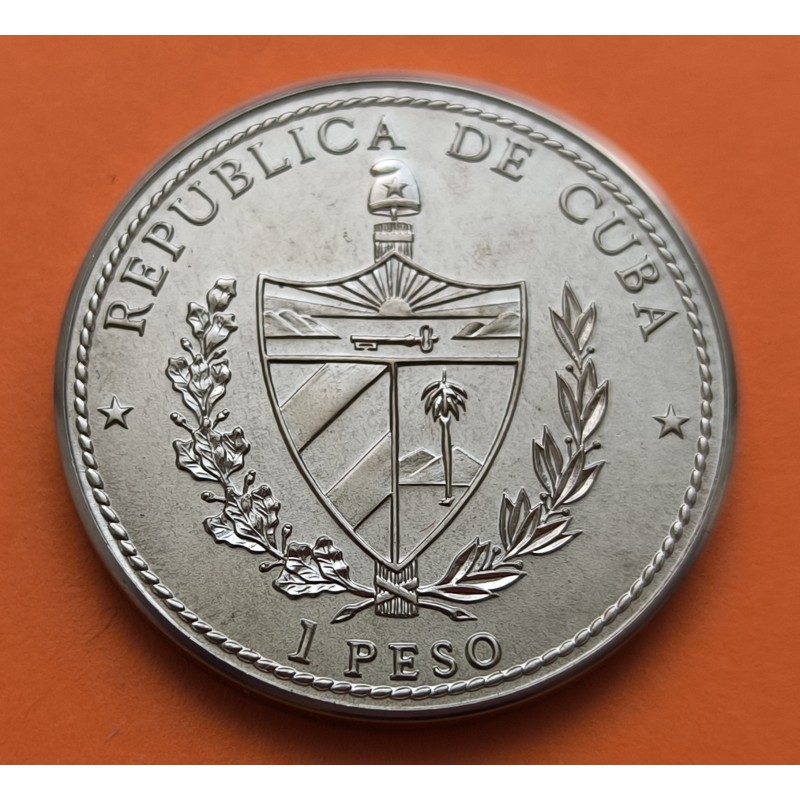 CUBA 1 PESO 1990 JUAN DE LA COSA V CENTENARIO DEL DESCUBRIMIENTO DE AMERICA KM.309 MONEDA DE NICKEL SC-