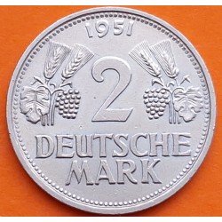 @ESCASA@ ALEMANIA 2 MARCOS 1951 G AGUILA y VALOR KM.111 MONEDA DE NICKEL MBC++ Germany 2 Marks 1951