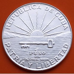 CUBA 1 PESO 1953 CENTENARIO DE JOSE MARTI PATRIA y LIBERTAD KM.29 MONEDA DE PLATA EBC + IMPERFECCIONES silver coin R/1