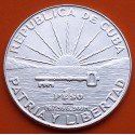 CUBA 1 PESO 1953 CENTENARIO DE JOSE MARTI PATRIA y LIBERTAD KM.29 MONEDA DE PLATA EBC + IMPERFECCIONES silver coin R/1