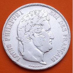 FRANCIA 5 FRANCOS 1833 A Ceca de PARIS Rey LOUIS PHILIPPE I KM.749.13 MONEDA DE PLATA MBC- Republique Francaise