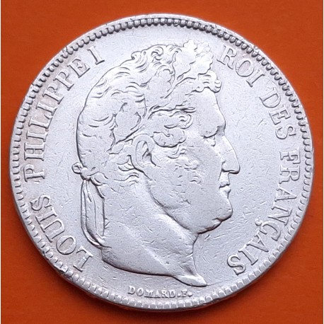 FRANCIA 5 FRANCOS 1833 A Ceca de PARIS Rey LOUIS PHILIPPE I KM.749.13 MONEDA DE PLATA MBC- Republique Francaise