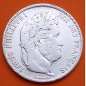 FRANCIA 5 FRANCOS 1833 A Ceca de PARIS Rey LOUIS PHILIPPE I KM.749.13 MONEDA DE PLATA MBC- Republique Francaise