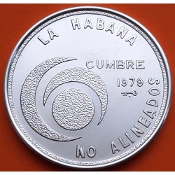 CUBA 20 PESOS 1979 Régimen de FIDEL CASTRO - CONFERENCIA DE LOS PAISES NO ALINEADOS KM.44 MONEDA DE PLATA SC Caribe