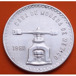 . @UNA ONZA TROY DE PLATA PURA@ MEXICO 1 ONZA 1980 BALANZA KM.M49 MONEDA DE PLATA MBC+ OZ Mejico R/1
