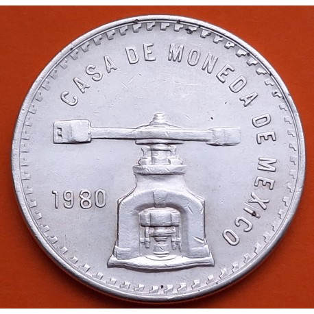 . @UNA ONZA TROY DE PLATA PURA@ MEXICO 1 ONZA 1980 BALANZA KM.M49 MONEDA DE PLATA MBC+ OZ Mejico R/1