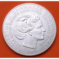DINAMARCA 10 KRONER 1972 SUBIDA AL TRONO REINA MARGARITA II MUERTE DEL REY FREDERICK IX KM.856 MONEDA DE PLATA SC- Denmark