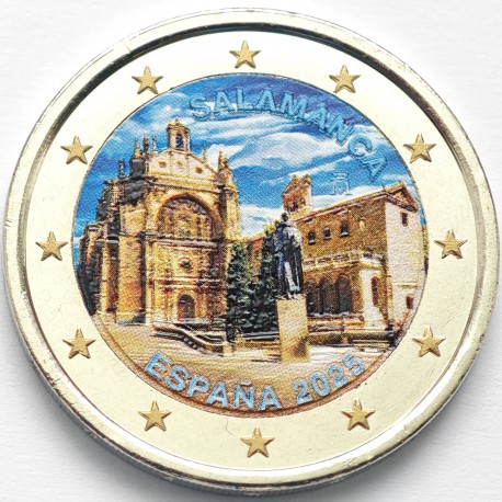 . 1 aaaaaaacoin @24/ABRIL Envío@ COLOR Nº 2 - ESPAÑA 2 EUROS 2025 SALAMANCA CONVENTO DE SAN ESTEBAN cápsula MONEDA CONMEMORATIVA