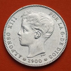 ESPAÑA Rey ALFONSO XIII 1 PESETA 1900 * 19 00 SMV KM.706 MONEDA DE PLATA MBC++ Spain silver R/1