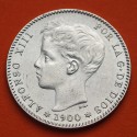 ESPAÑA Rey ALFONSO XIII 1 PESETA 1900 * 19 00 SMV KM.706 MONEDA DE PLATA MBC++ Spain silver R/1