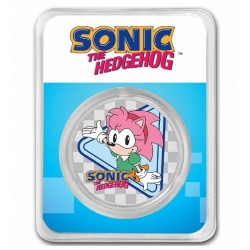 . 1 aaacoin @Tirada 2.500 - COLORES@ NIUE 2 DOLARES 2022 SONIC Videojuego Sega MONEDA DE PLATA PROOFLIKE ONZA Pelo Rosa