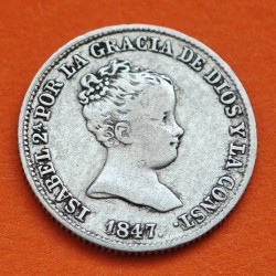 ESPAÑA Reina ISABEL II 1 REAL 1847 CL Ceca de MADRID KM.518.1 MONEDA DE PLATA @ESCASA@ Spain silver coin