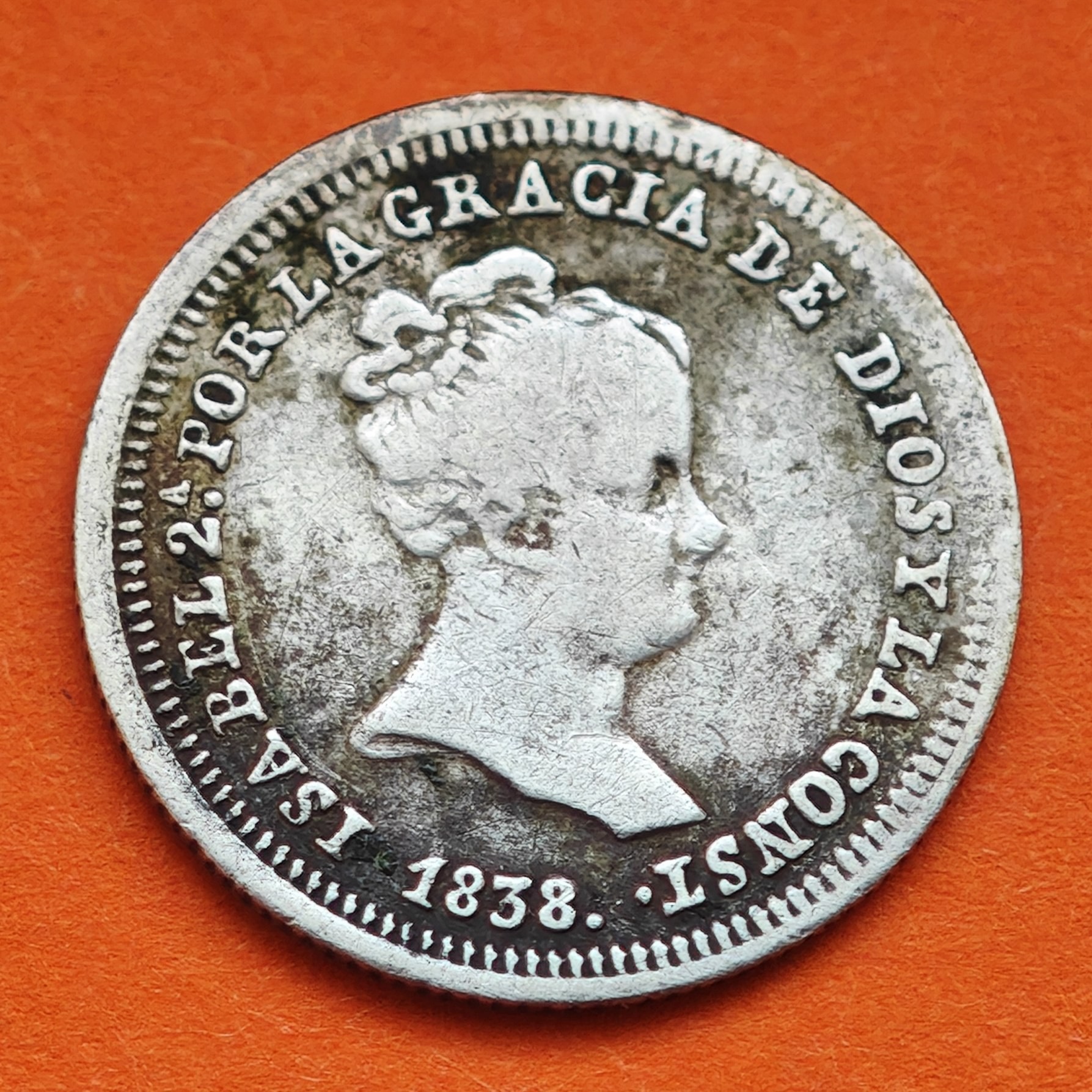 ESPAÑA Reina ISABEL II 1 REAL 1838 CL Ceca de MADRID KM.518.1 MONEDA DE  PLATA @ESCASA@ Spain silver coin