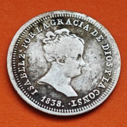 ESPAÑA Reina ISABEL II 1 REAL 1838 CL Ceca de MADRID KM.518.1 MONEDA DE PLATA @ESCASA@ Spain silver coin