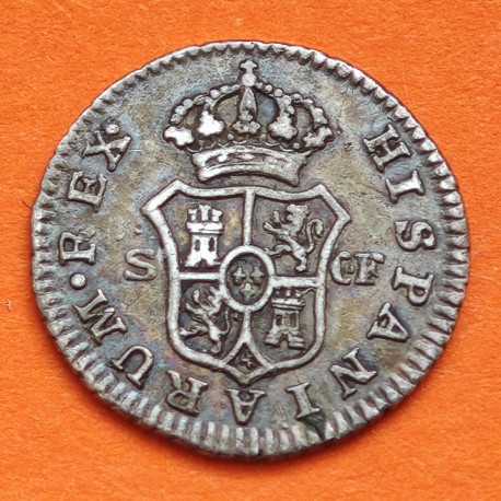 @RARA@ ESPAÑA Rey CARLOS III 1/2 REAL 1773 CF Ceca de SEVILLA KM.410.2 MONEDA DE PLATA Carolus III Spain silver colonial coin