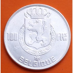 BELGICA 100 FRANCOS 1950 DINASTIA LOS 4 REYES Leyenda BELGIQUE KM.138 MONEDA DE PLATA MBC Belgium 100 Francs 1/2 ONZA