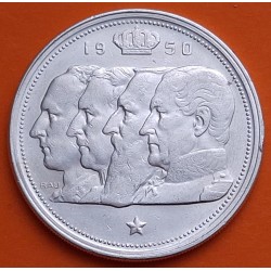 BELGICA 100 FRANCOS 1950 DINASTIA LOS 4 REYES Leyenda BELGIQUE KM.138 MONEDA DE PLATA MBC Belgium 100 Francs 1/2 ONZA