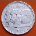 BELGICA 100 FRANCOS 1950 DINASTIA LOS 4 REYES Leyenda BELGIQUE KM.138 MONEDA DE PLATA MBC Belgium 100 Francs 1/2 ONZA