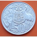 AUSTRALIA 50 CENTAVOS 1966 EMU y CANGURO - REINA ISABEL II KM.67 MONEDA DE PLATA EBC+ Half Dollar 0,35 ONZAS