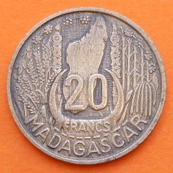 MADAGASCAR 20 FRANCOS 1953 DAMA Colonia de Francia KM.7 MONEDA DE LATON MBC África Republique Francaise