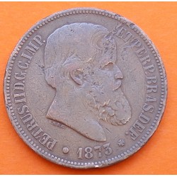 BRASIL 40 REIS 1873 BUSTO DEL REY PEDRO II y ESCUDO KM.479 MONEDA DE COBRE MBC- Brazil