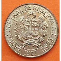 PERU 1 SOL 1966 LLAMA y ESCUDO KM.248 MONEDA DE LATON SC 1 Sol de Oro BANCO CENTRAL DE RESERVA